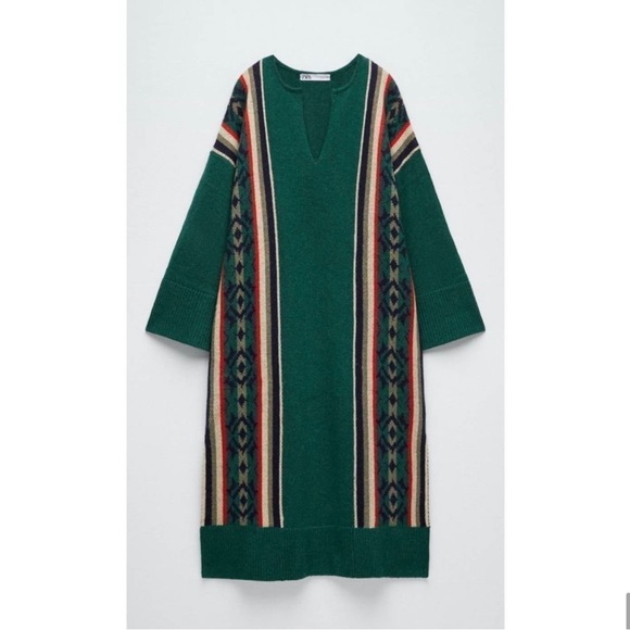 Zara Tunic Jacquard 50% Wool Blend Heavyweight New - Picture 3 of 5